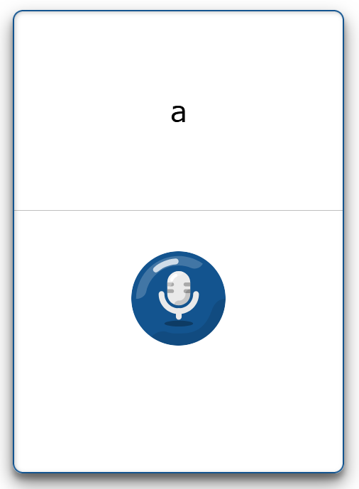 Verbal Response Cards interaction displaying a letter and a record button