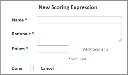 New Scoring Expression window