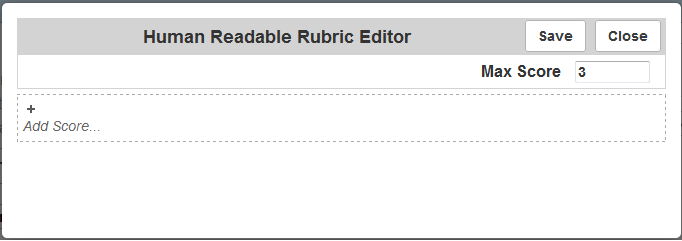 Human Readable Rubric Editor window (blank)