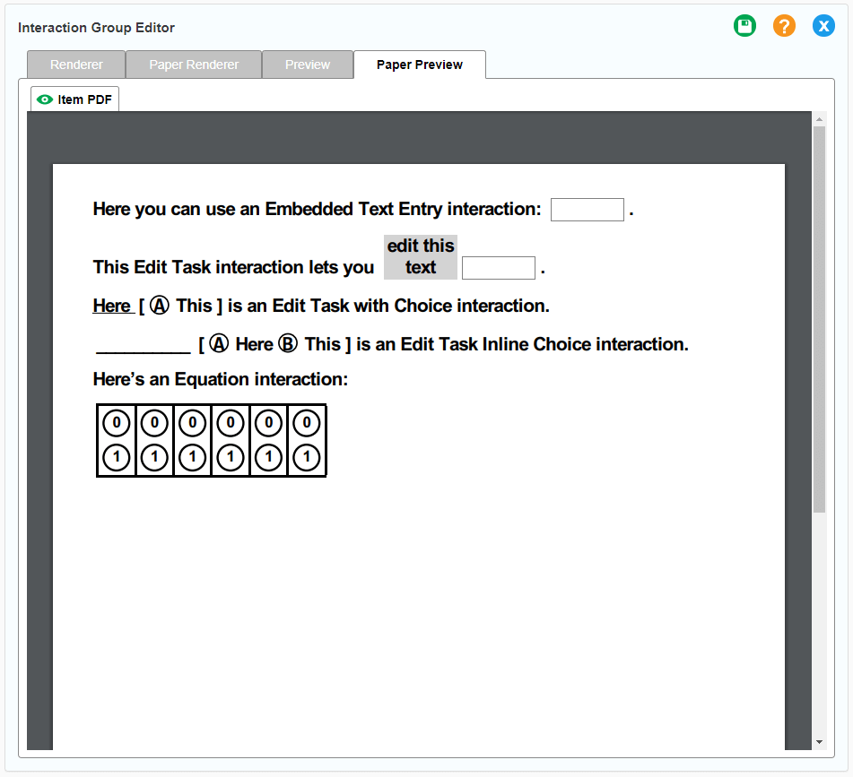 Interaction Group editor window: Paper Preview tab