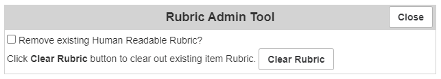 Rubric Admin Tool window