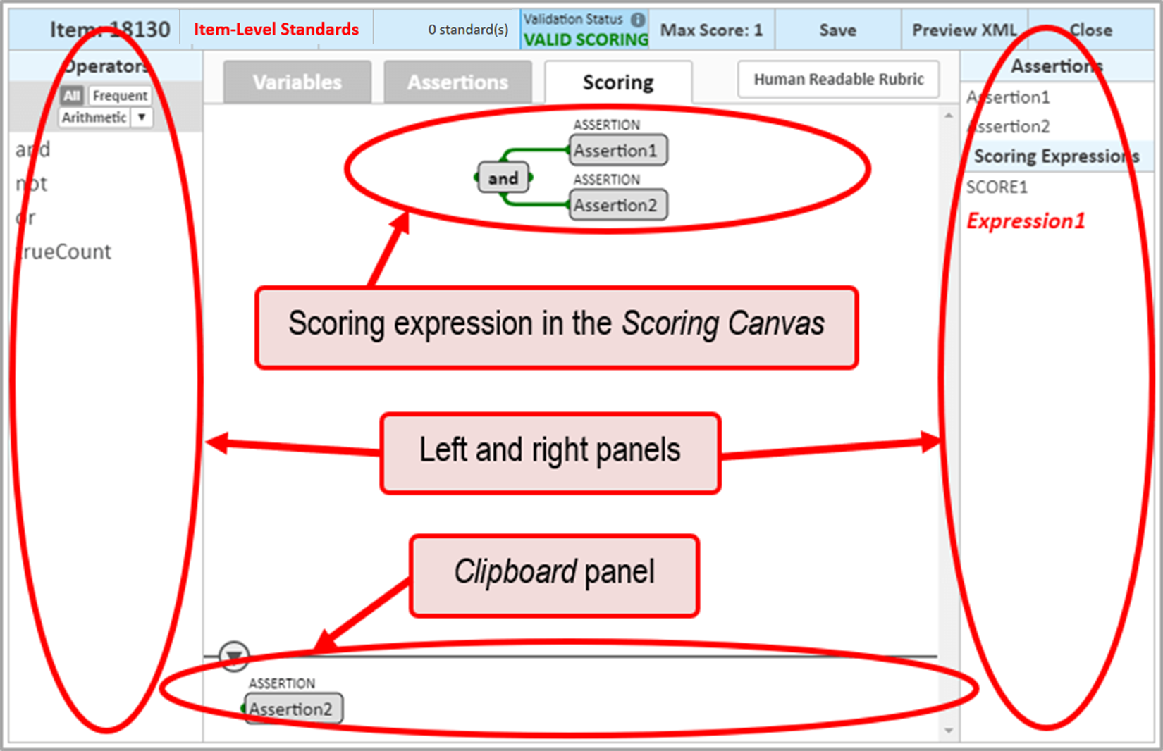 Rubric Editor window: Scoring tab
