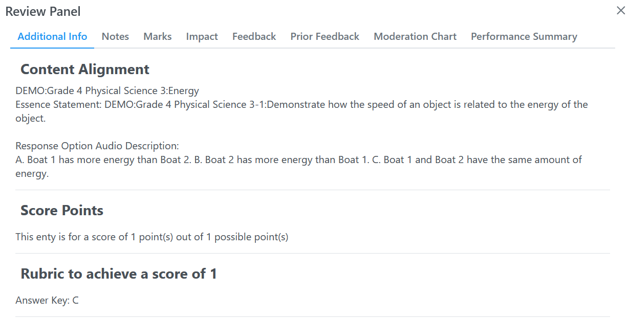 Review Panel—Additional Info Tab