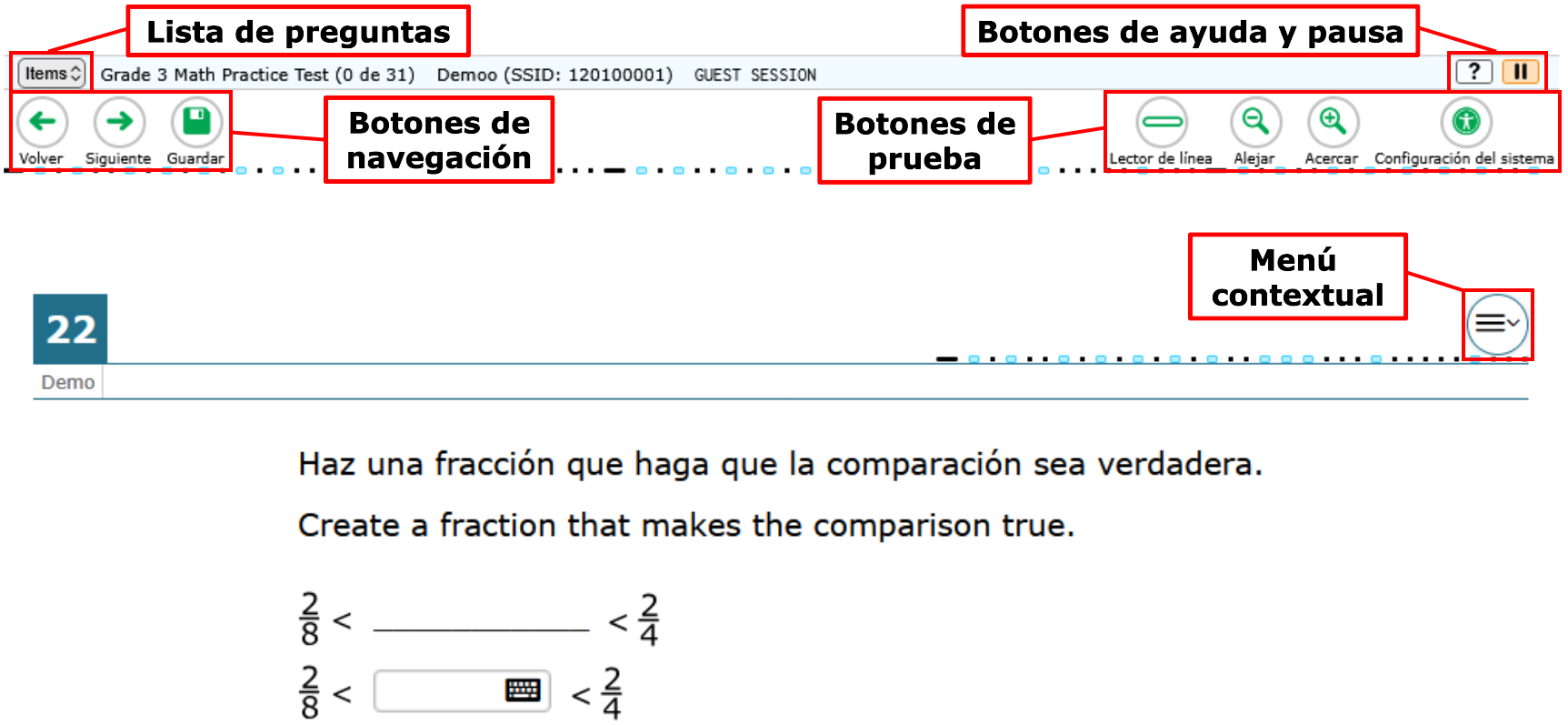 Ejemplo de una página de la prueba