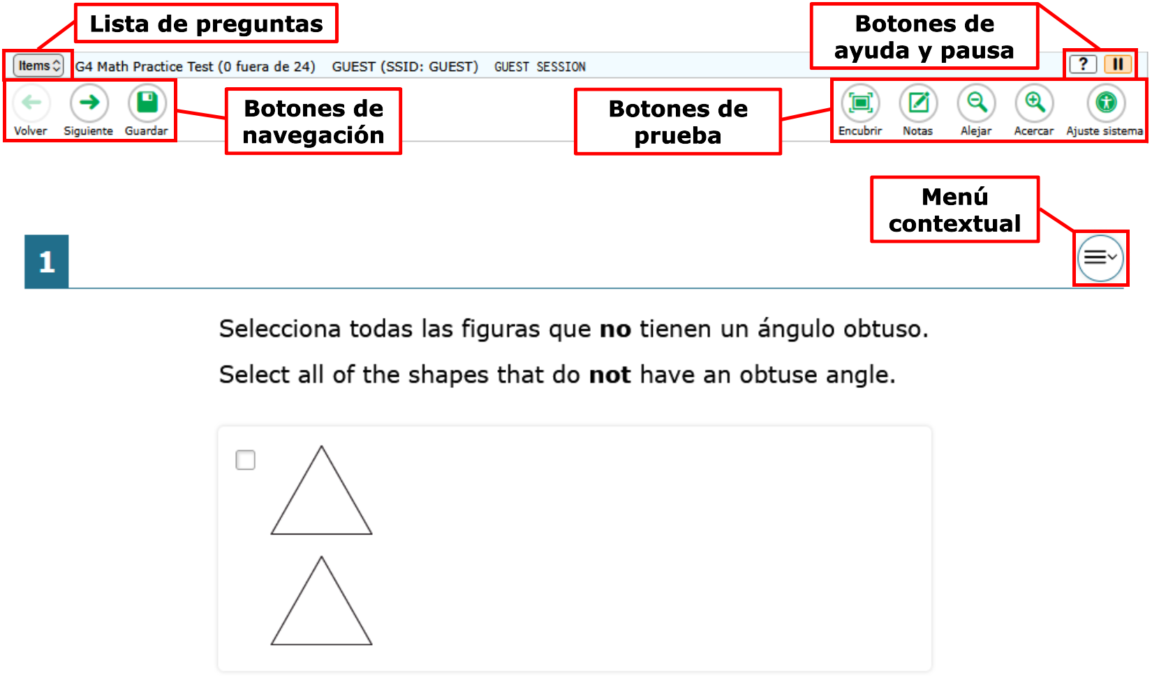 Ejemplo de una página de la prueba