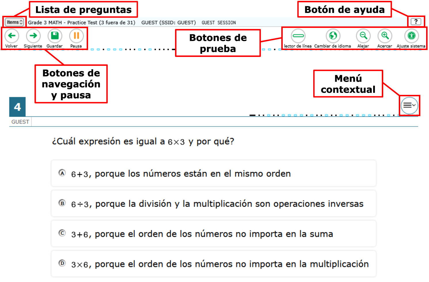 Ejemplo de una página de la prueba