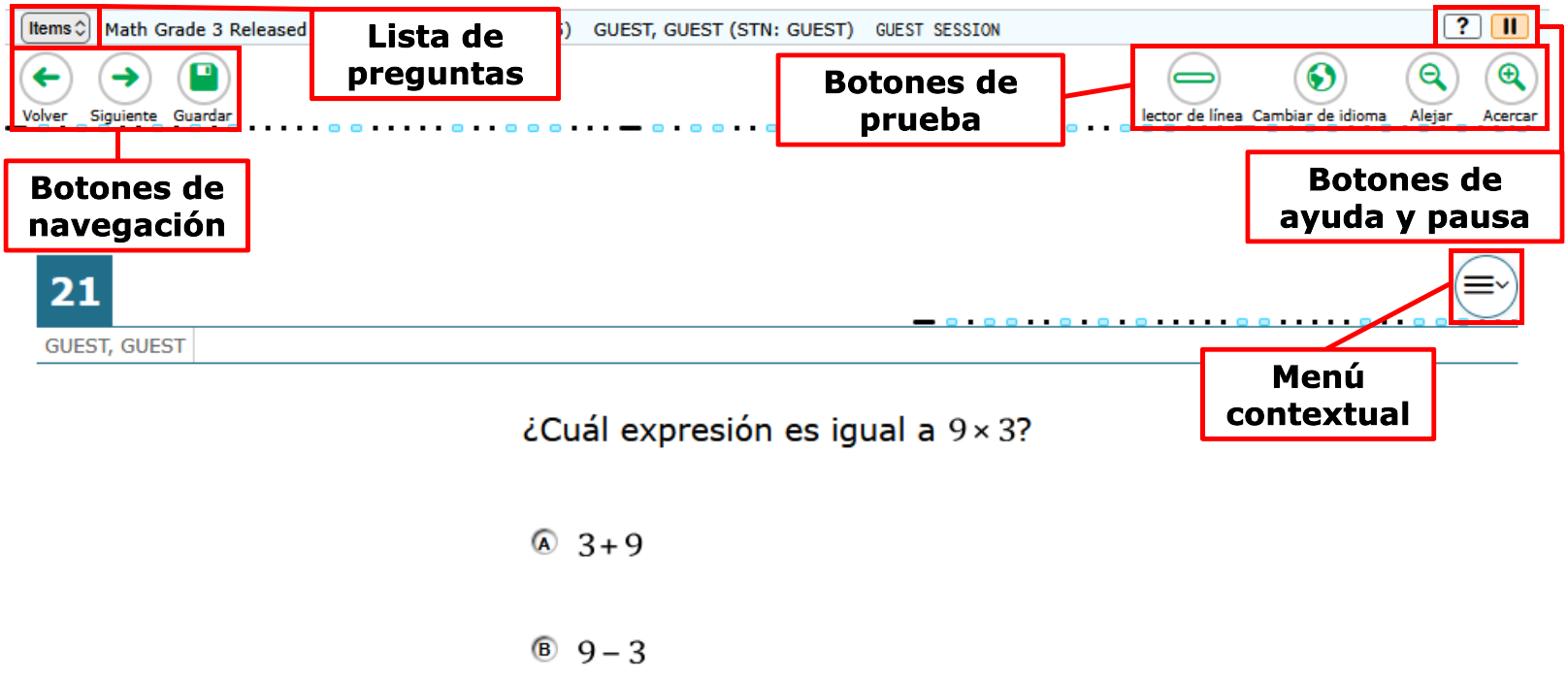 Ejemplo de una página de la prueba