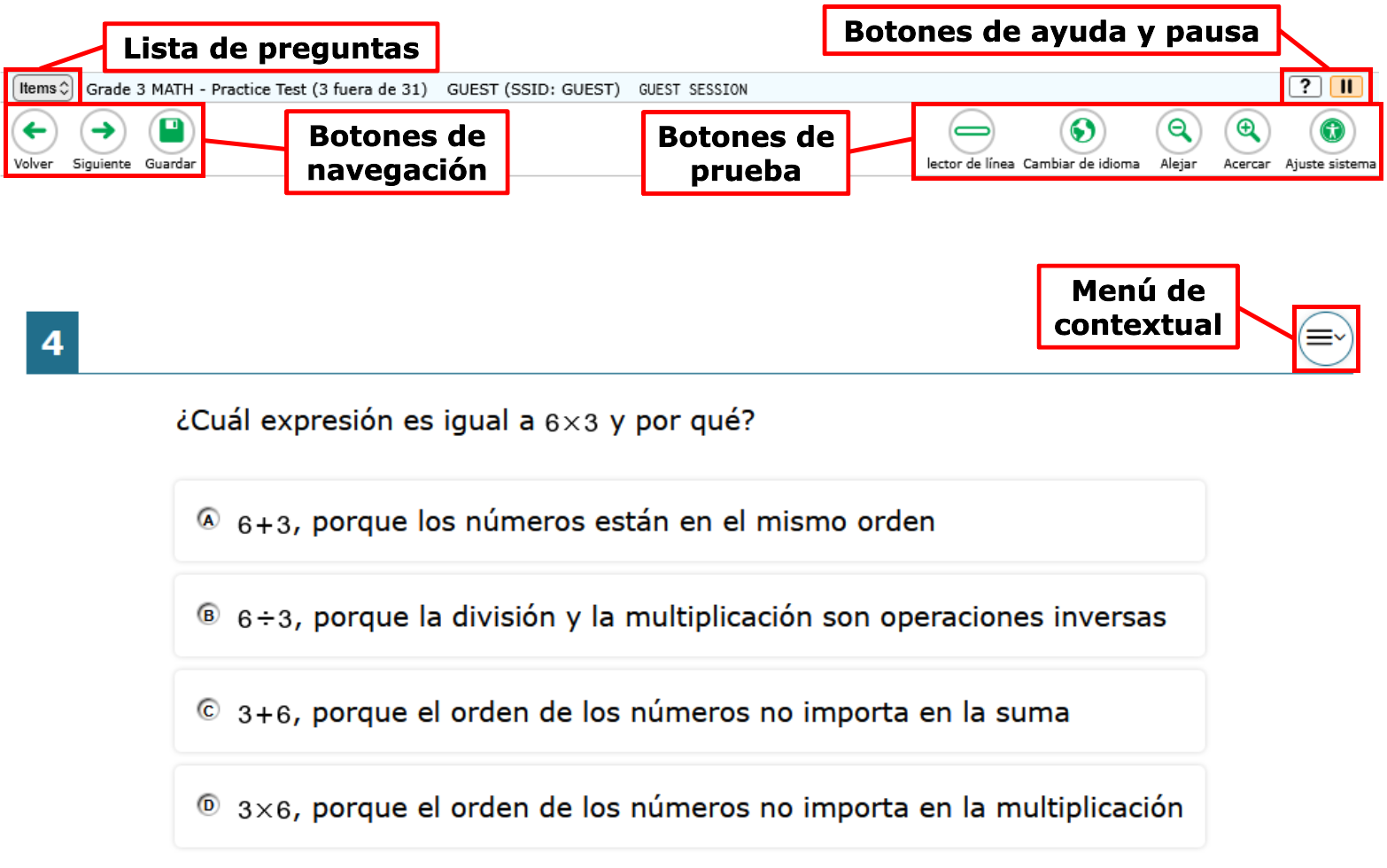 Ejemplo de una página de la prueba
