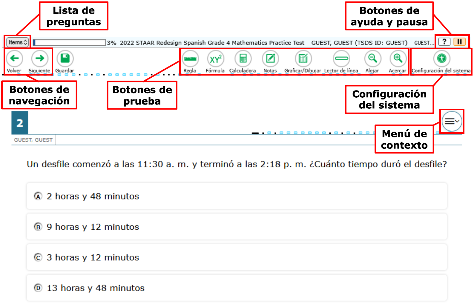 Ejemplo de una página de la prueba