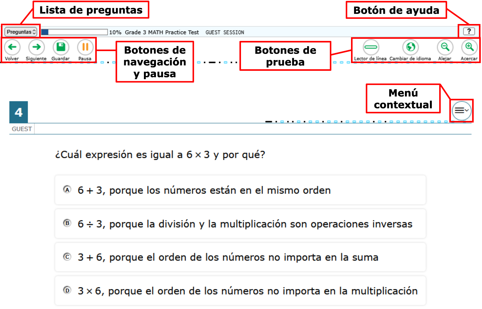Ejemplo de una página de la prueba