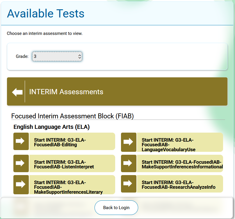 Available tests