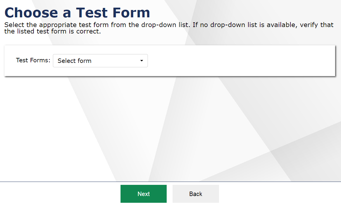 Choose a Test Form