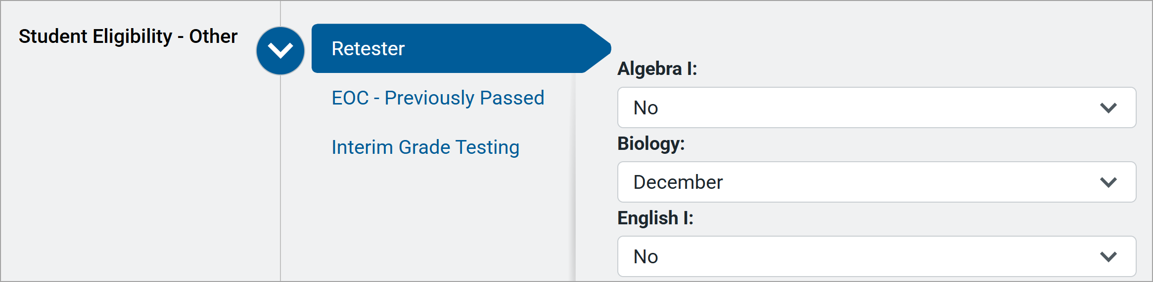 Ribbons Shows ribbons or vertical tabs as categories to change settings on tests that display when the tab is selected