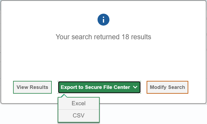 Student Search Results Popup Window
