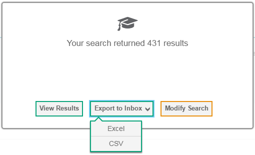 Student Search Results Popup Window