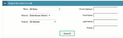 search panel with default values
