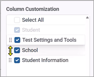 Shows moving a section with all sections collapsed and the cursor as a double-tipped arrow